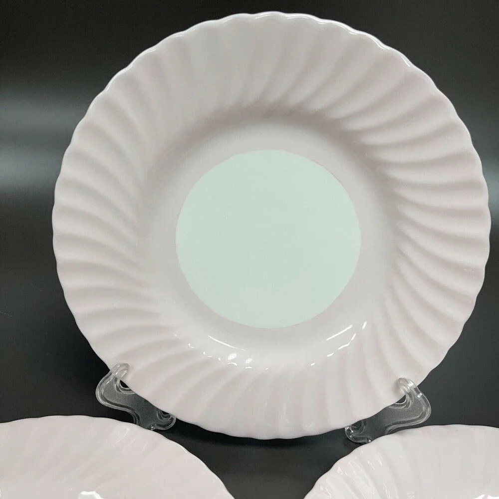 Minton Salad Plates Swirl Edge Pink White 9